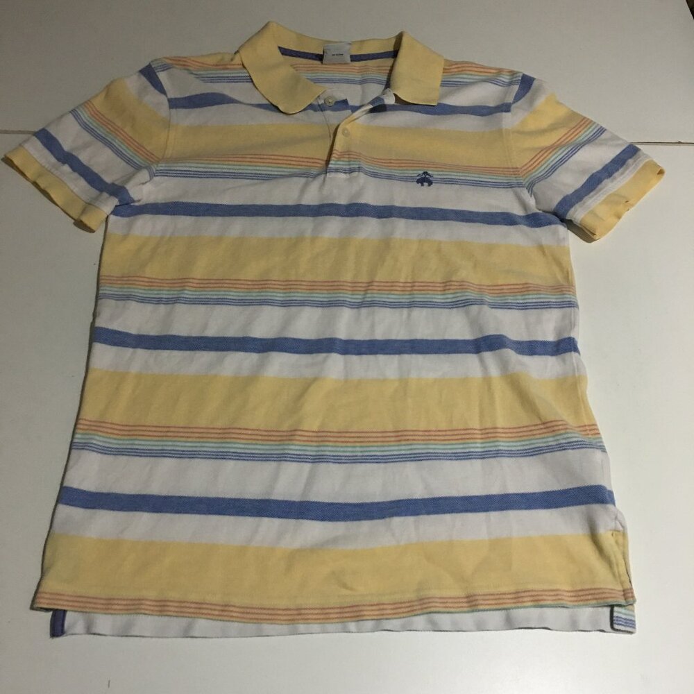 Brooks Brothers Slim Fit Mens Medium Polo Shirt Yellow Striped